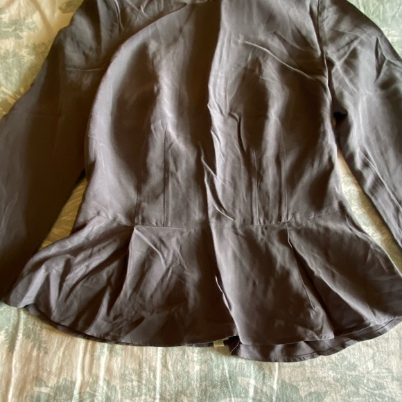 Boden Grey Peplum Silk-Blend Top - Picture 3 of 9